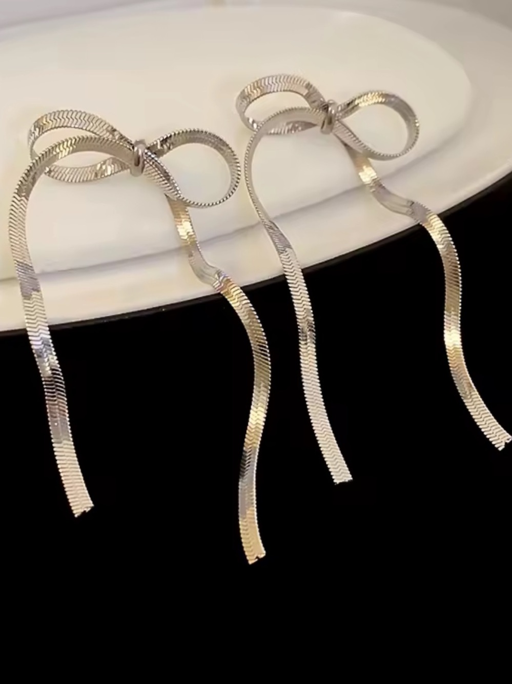 Large Ribbon Earrings - Picture 9 of 10